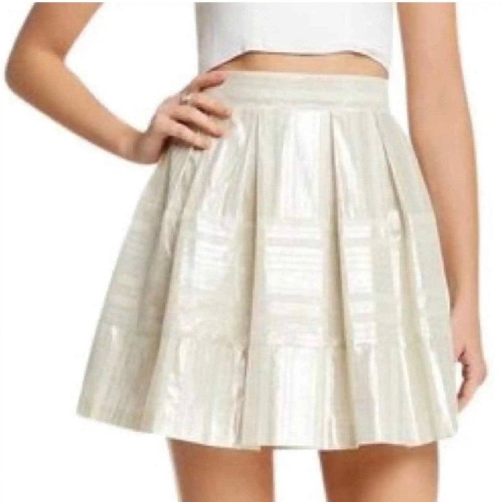 1. State full pleated skirt size small cream and silver EUC